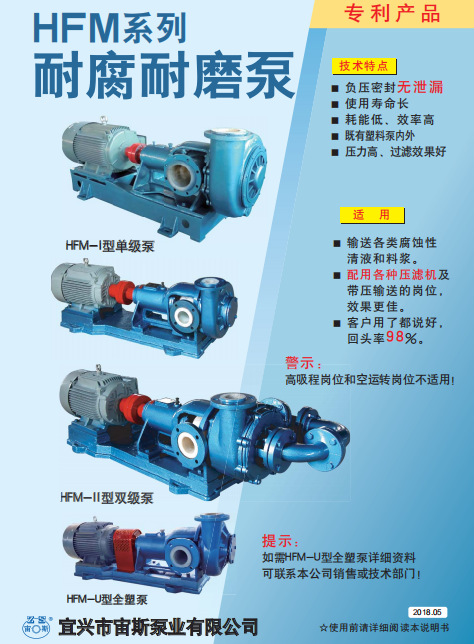 HFM系列壓濾機專用泵說明書 HFM系列壓濾機專用泵說明書